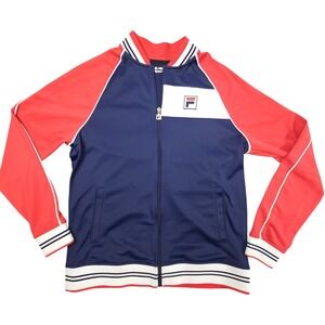 Fila Track Jacket Y2K Mens Medium Retro Colorblock Red Blue Street Performance